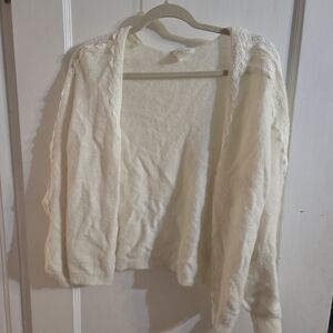 Medium Mohair Blend Sezane Cream Lace Trim Cardigan